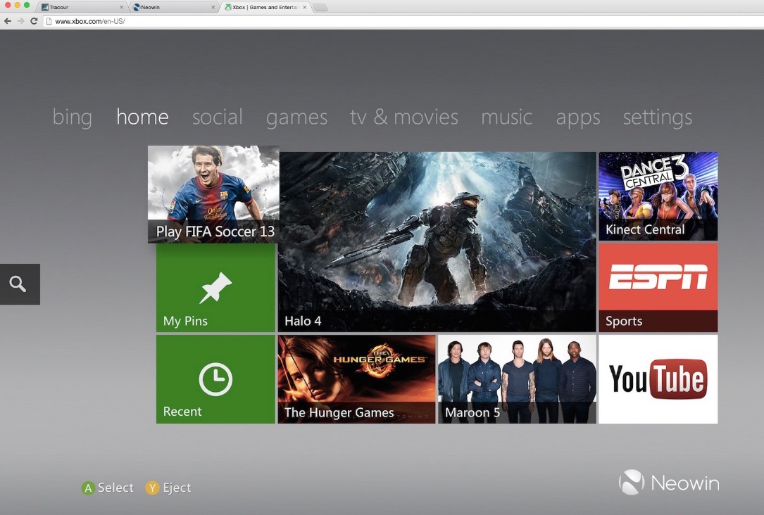 L'ipotetica Dashboard di Xbox360 nel browser